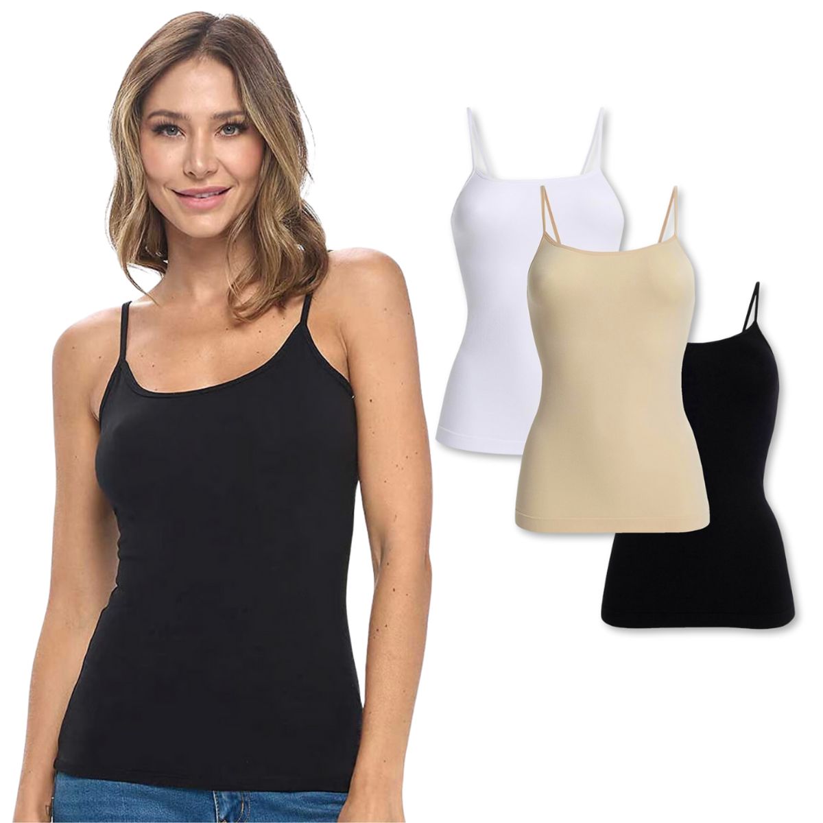 UTILISIMO - Pack 3 Poleras Mujer Sin Mangas Elasticada Colores Surtidos