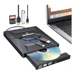 KUANGYE - Grabador Dvdcd Externo Lector Usb Type C Con Sdtf Puerto