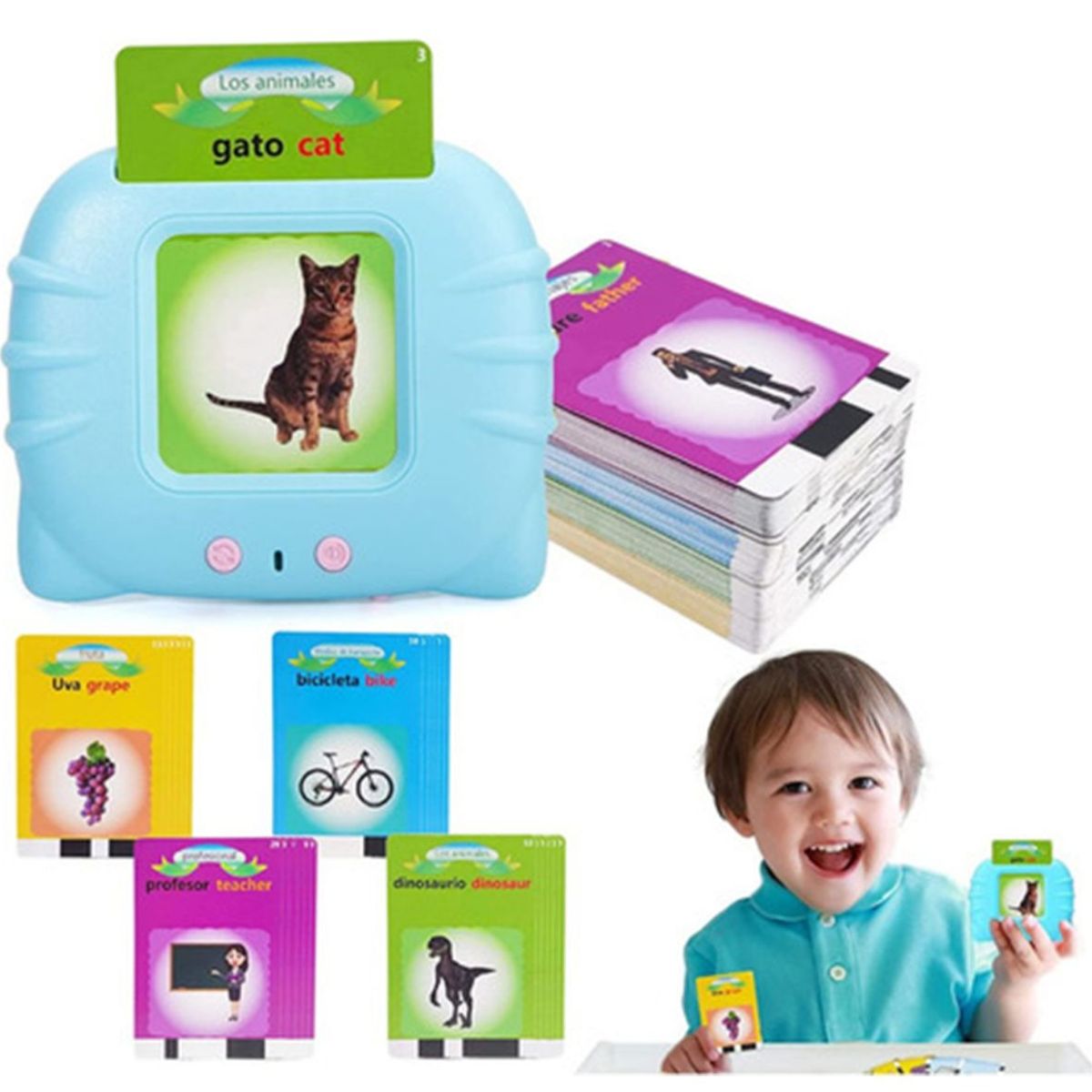 GENERICO - Máquina Didáctica Con 112 Tarjetas Español-inglés Para Niños