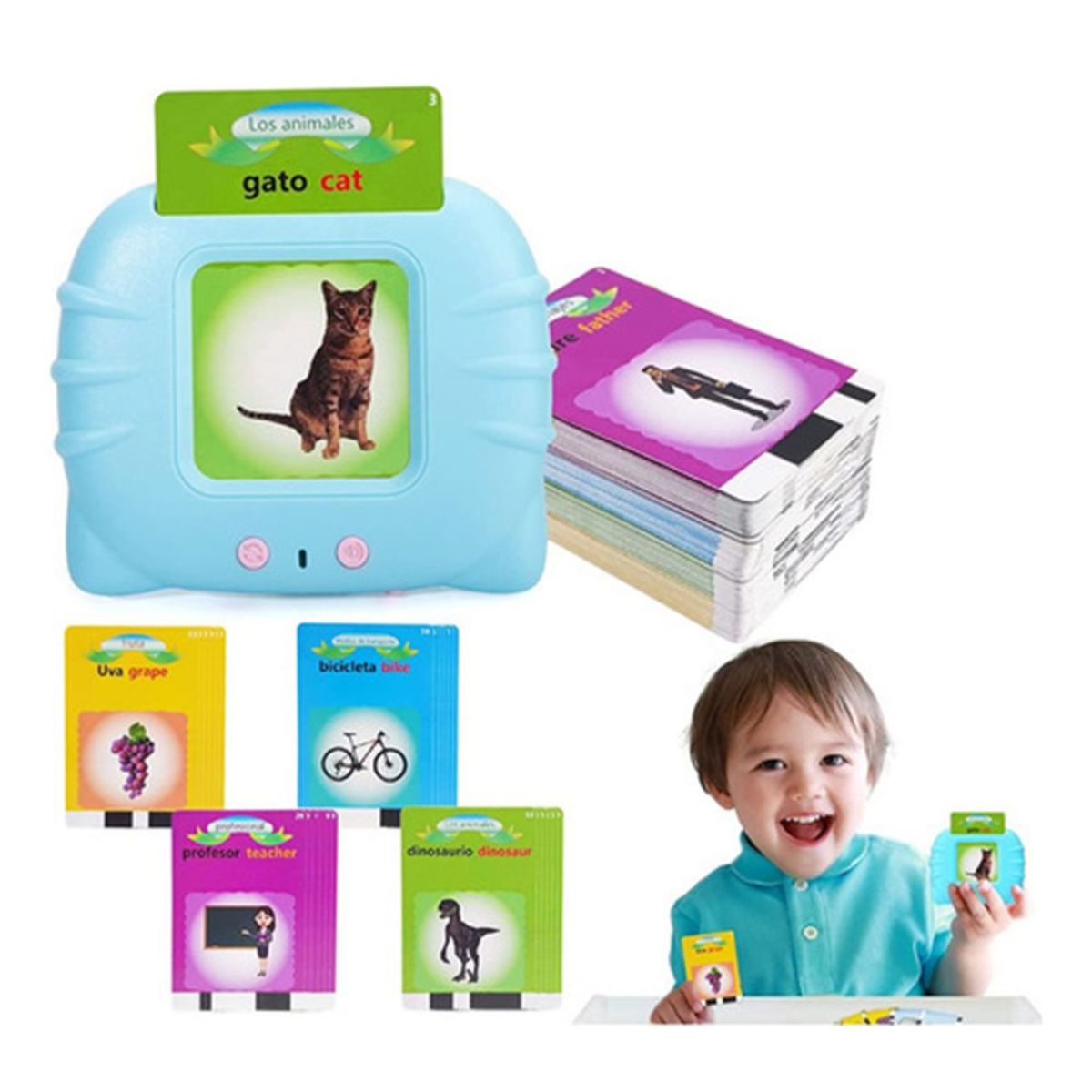 GENERICO - Máquina Didáctica Con 112 Tarjetas Español-inglés Para Niños