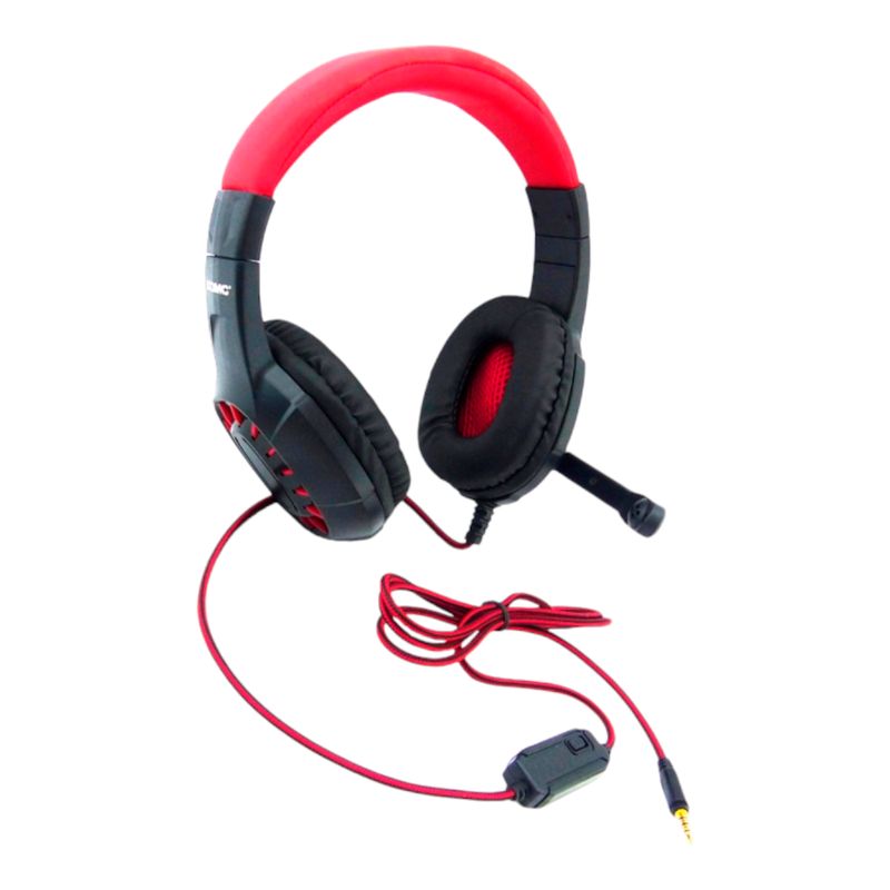 KOMB - Audifono Para Gamer Con Microfono PS4 Komc M202 De Alta Calidad rojo