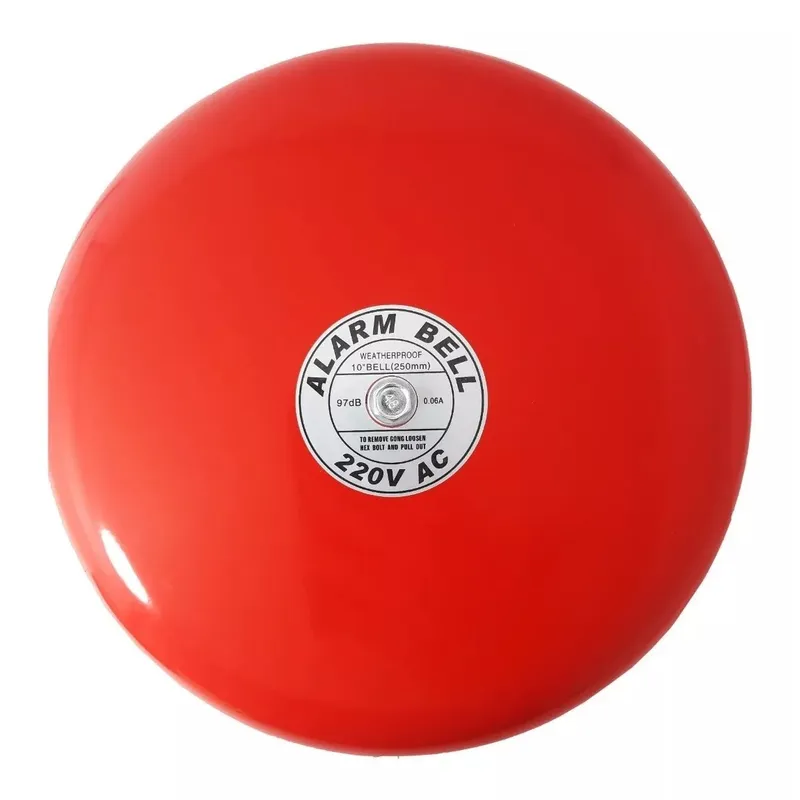 KUANGYE - Timbre Campana Alarma 10p 220vac Metal Rojo Escuela Incendio