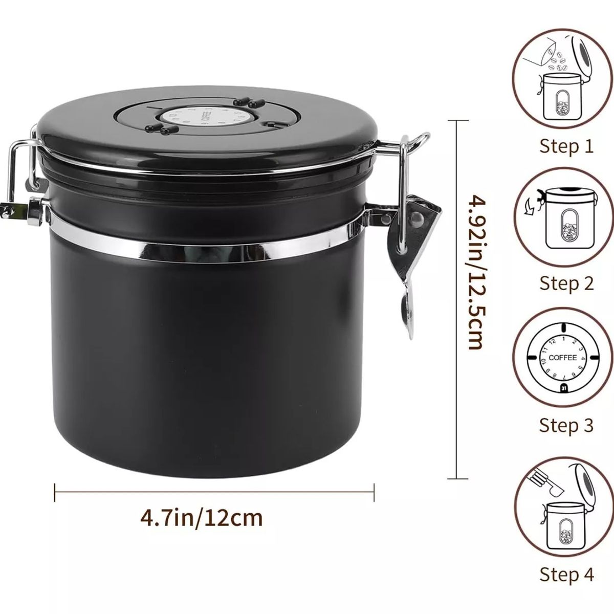 KUANGYE - Tarro Contenedor Hermético De Café De 1200mL Con Cuchara