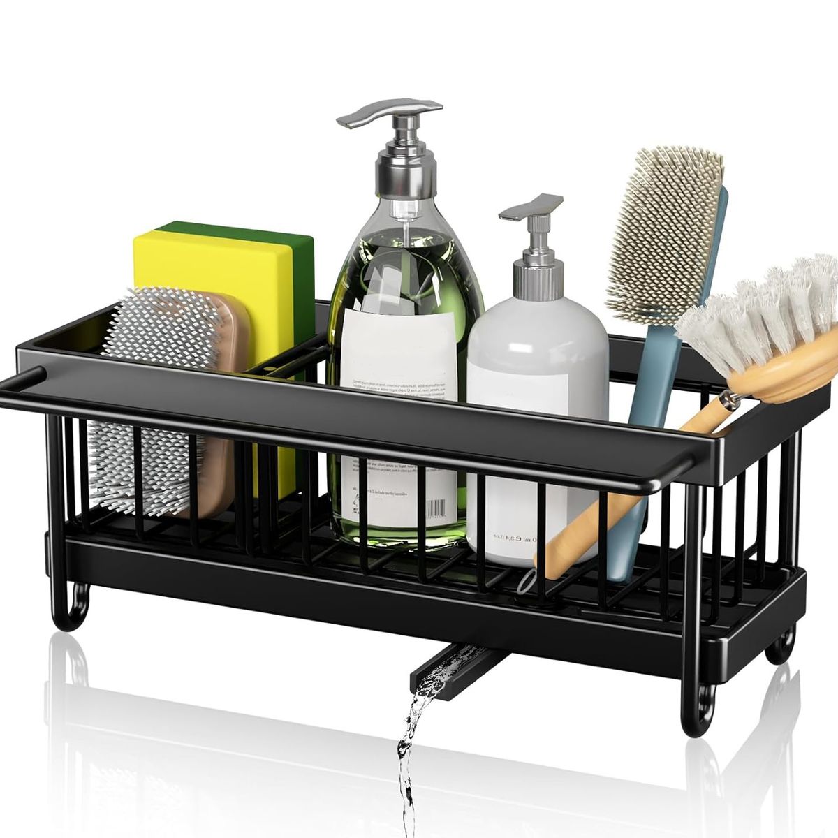 KUANGYE - Negro Estante Inoxidable Drenaje Automátic De Trapo Cocina