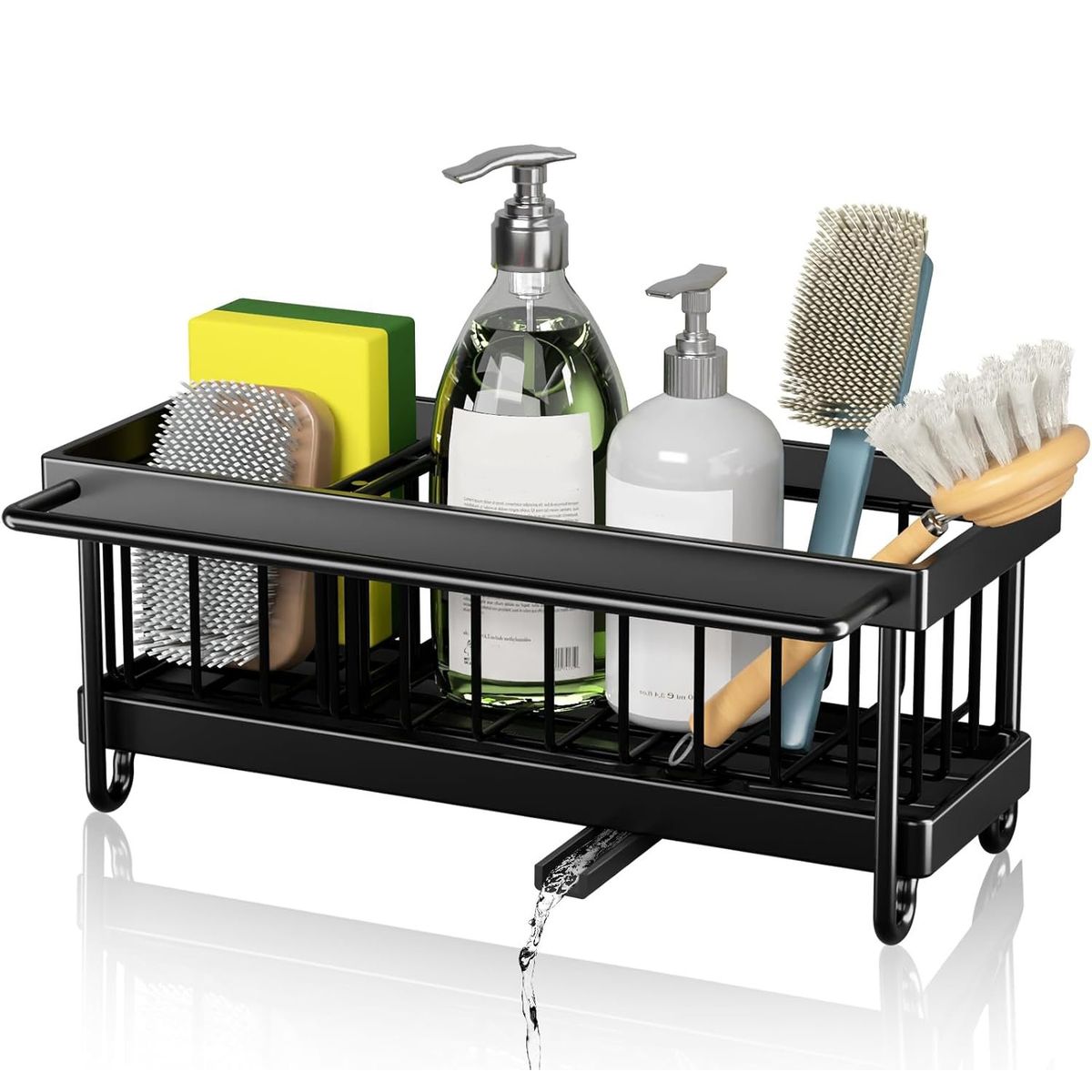 KUANGYE - Negro Estante Inoxidable Drenaje Automátic De Trapo Cocina