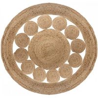 Alfombra Redonda De Yute 100cm Decoración Living Exteriores