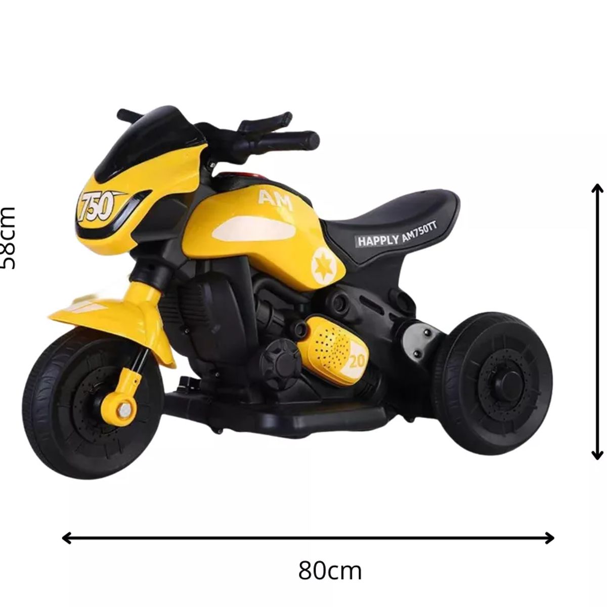 U BUY - Moto Recargable 3 Ruedas Bateria Infantil Niños amarillo