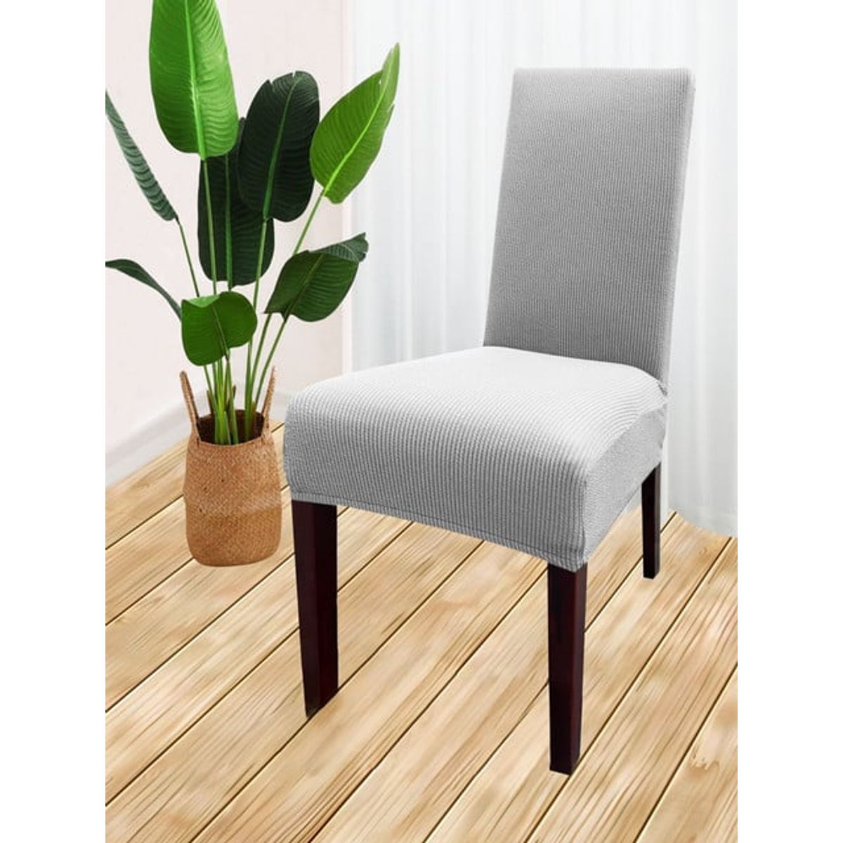 GENERICO - PACK DE 6 FUNDAS CUBRE SILLAS DE COMEDOR  GRIS PLATA