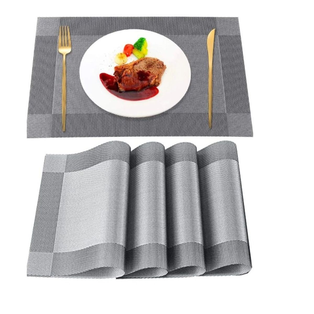 GENERICO - Set 4 Individuales De Mesa Plata