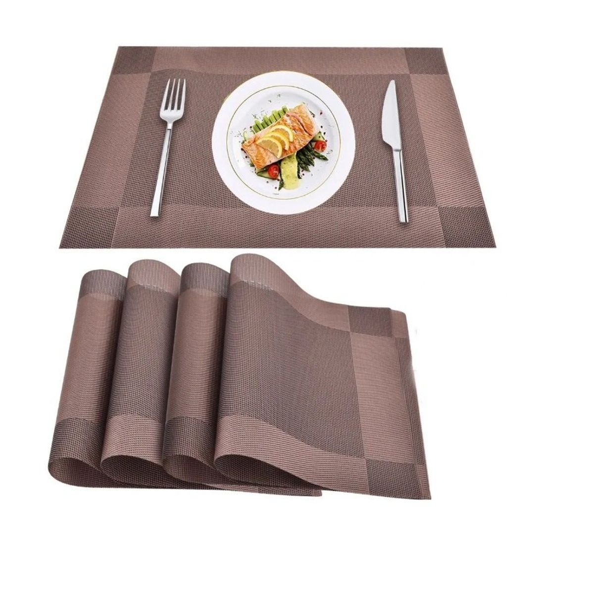 GENERICO - Set 4 Individuales De Mesa Marron