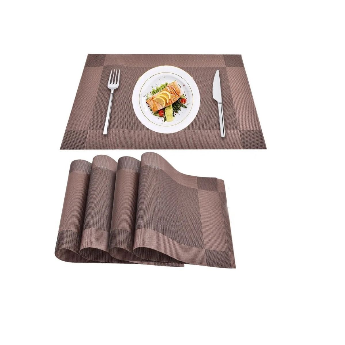 GENERICO - Set 4 Individuales De Mesa Marron