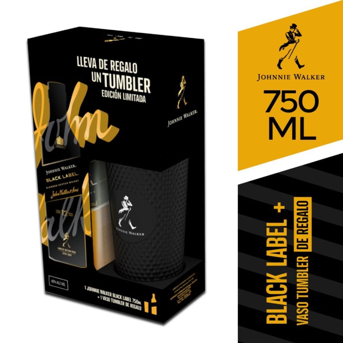 JOHNNIE WALKER - Whisky Johnnie Walker Black Label 40° 750cc + Mug de Regalo
