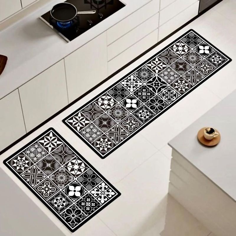 MANDIRHOME - Set Alfombras de Cocina Baldosas Rosa De Los Vientos