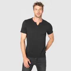 BUBBA - Polera Henley Black Black