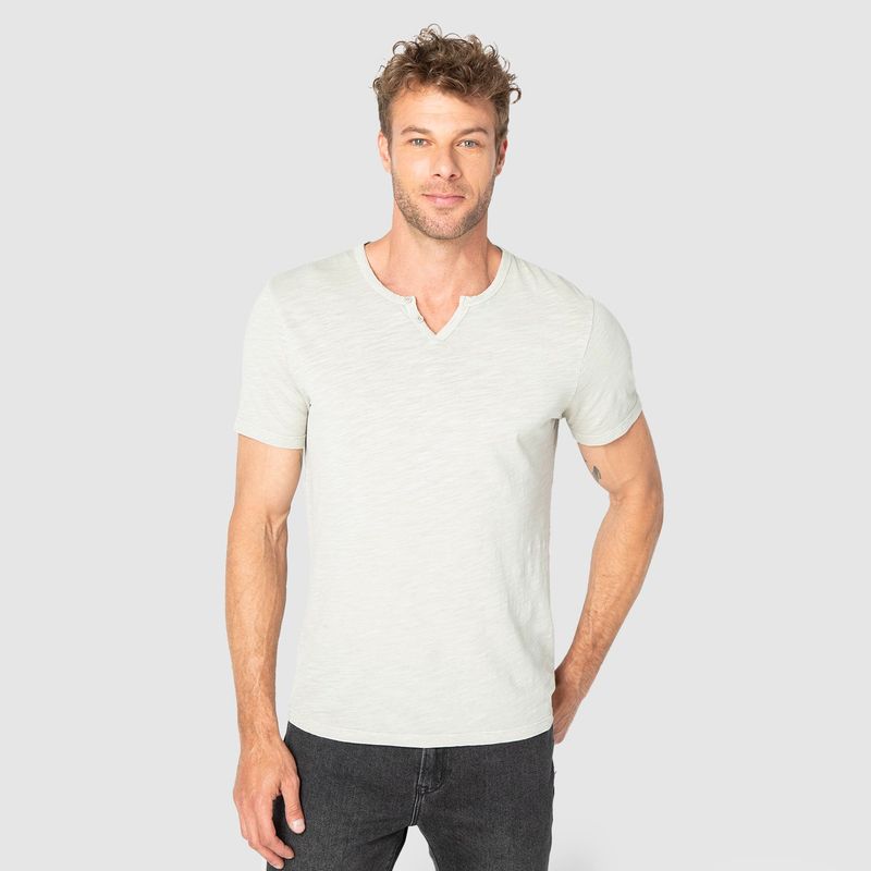 BUBBA - Polera Henley Sand Black Bubba