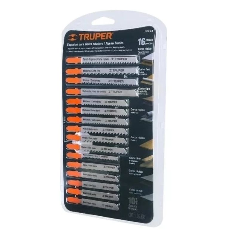 TRUPER - Set De Hojas Para Sierra Caladora 16pzs Tipo T  Truper