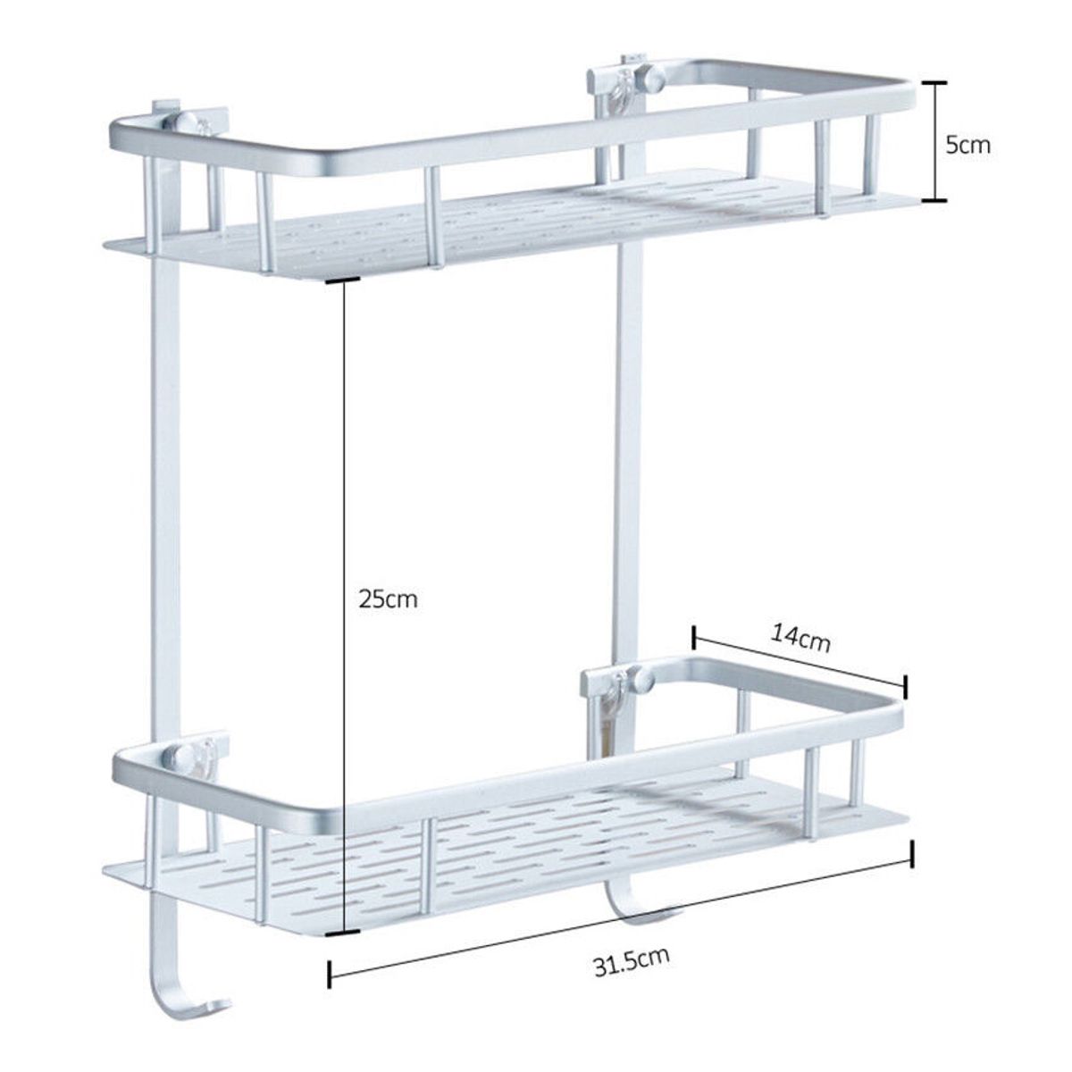 KUANGYE - Repisa Pared Especial Baño y 2 Niveles Aluminio Estantes