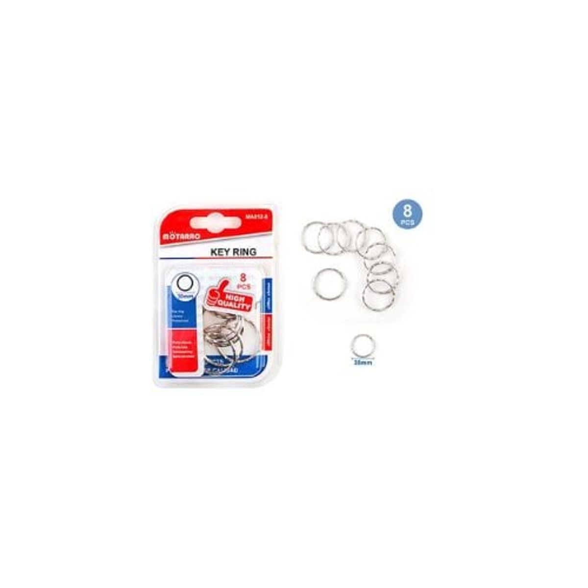 GENERICO - Llavero De Argolla Plateado 30 Mm 8 Pcs