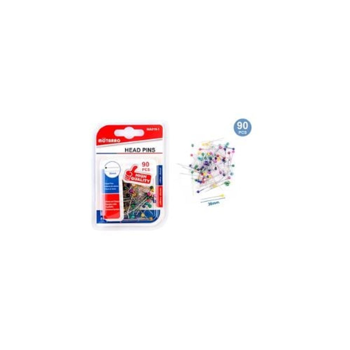 GENERICO - Alfileres De Cabeza Multicolor 90 Pcs