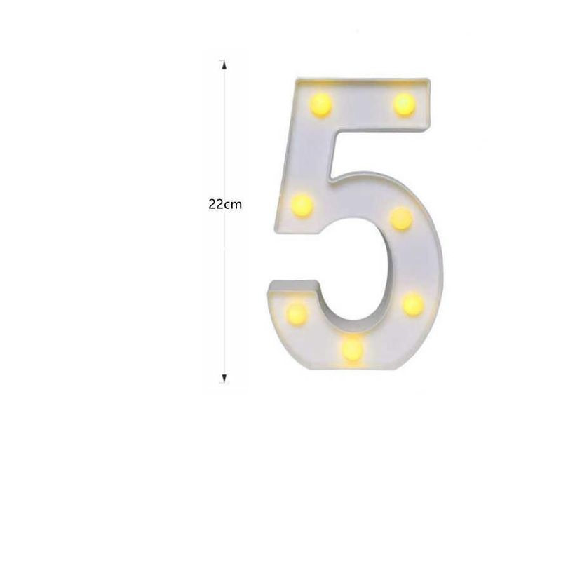 GENERICO - Numero 5 con Luz Led de 22 cm
