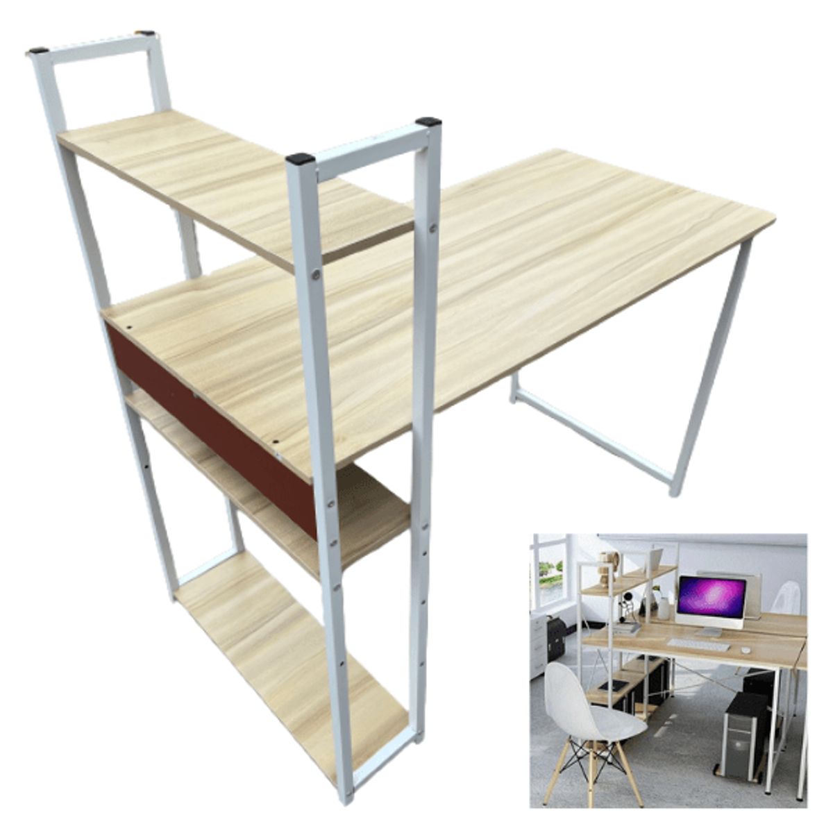 GENERICO - Escritorio Eden 115x55x120cm Base Metalico Cubierta Madera