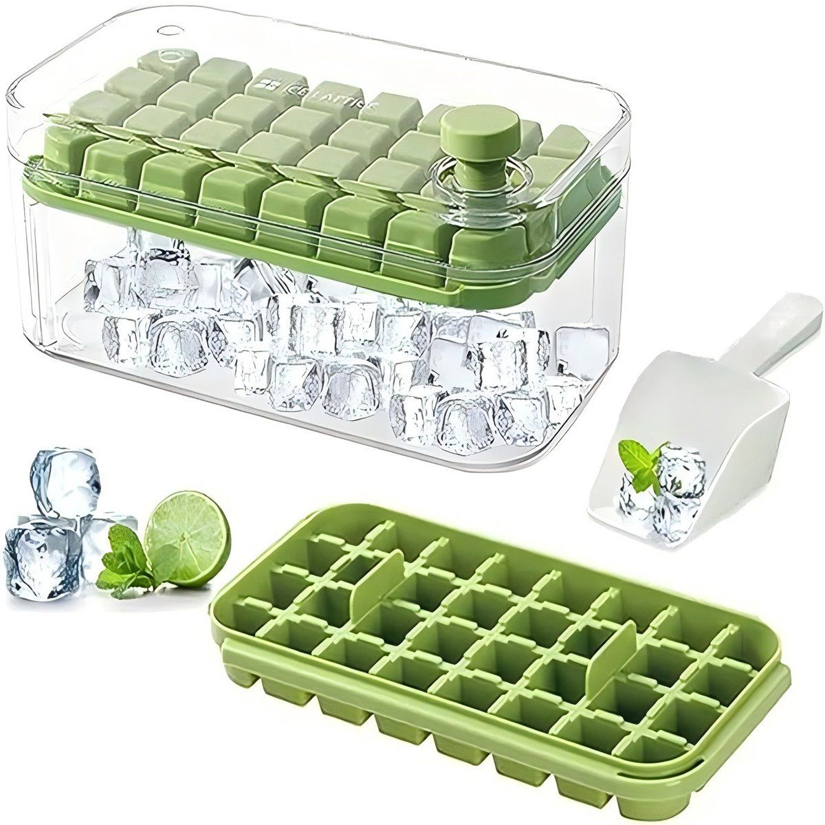 GENERICO - Cubitera Con Tapa 64 Cubitos De Hielo Con Tapa Para Whisky