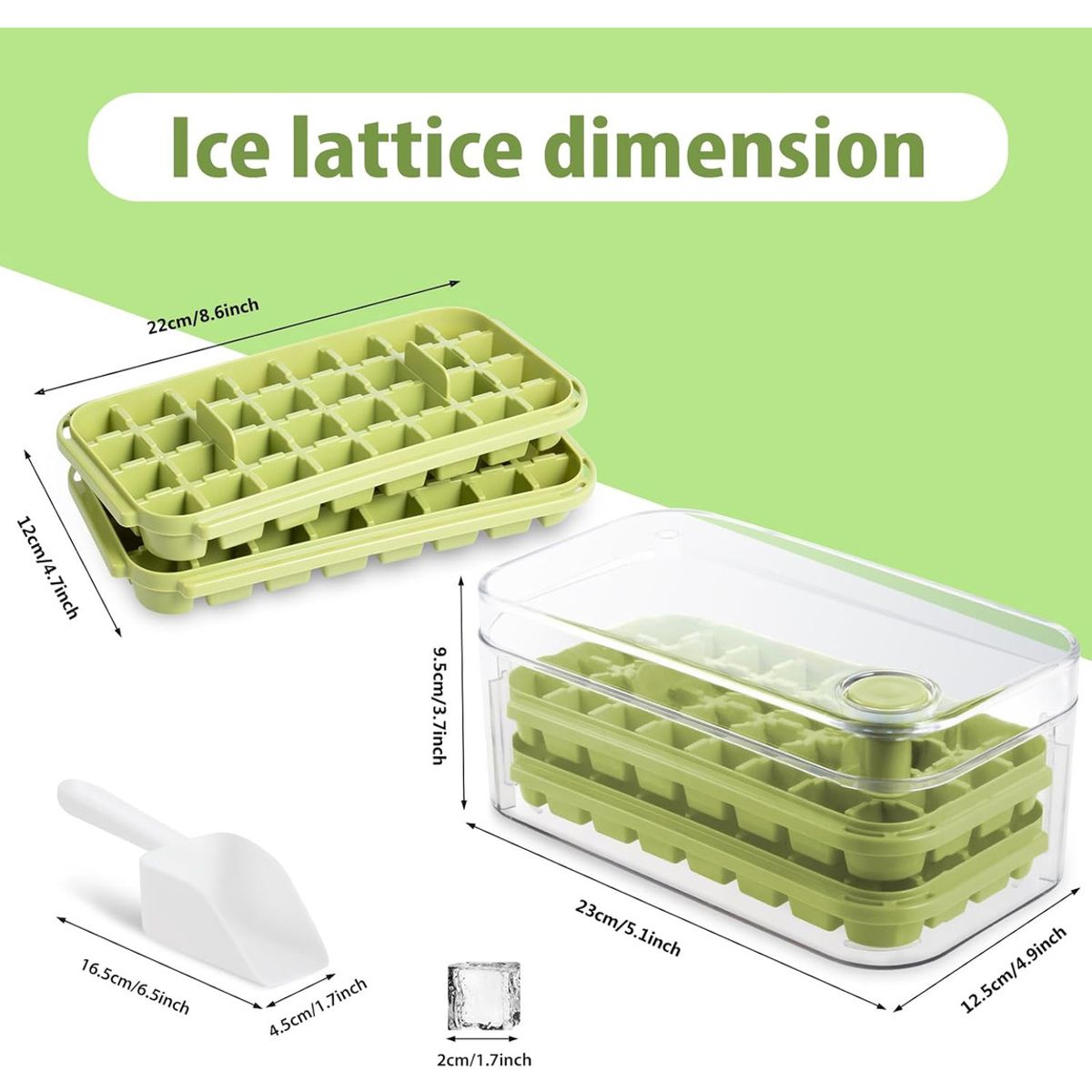 GENERICO - Cubitera Con Tapa 64 Cubitos De Hielo Con Tapa Para Whisky