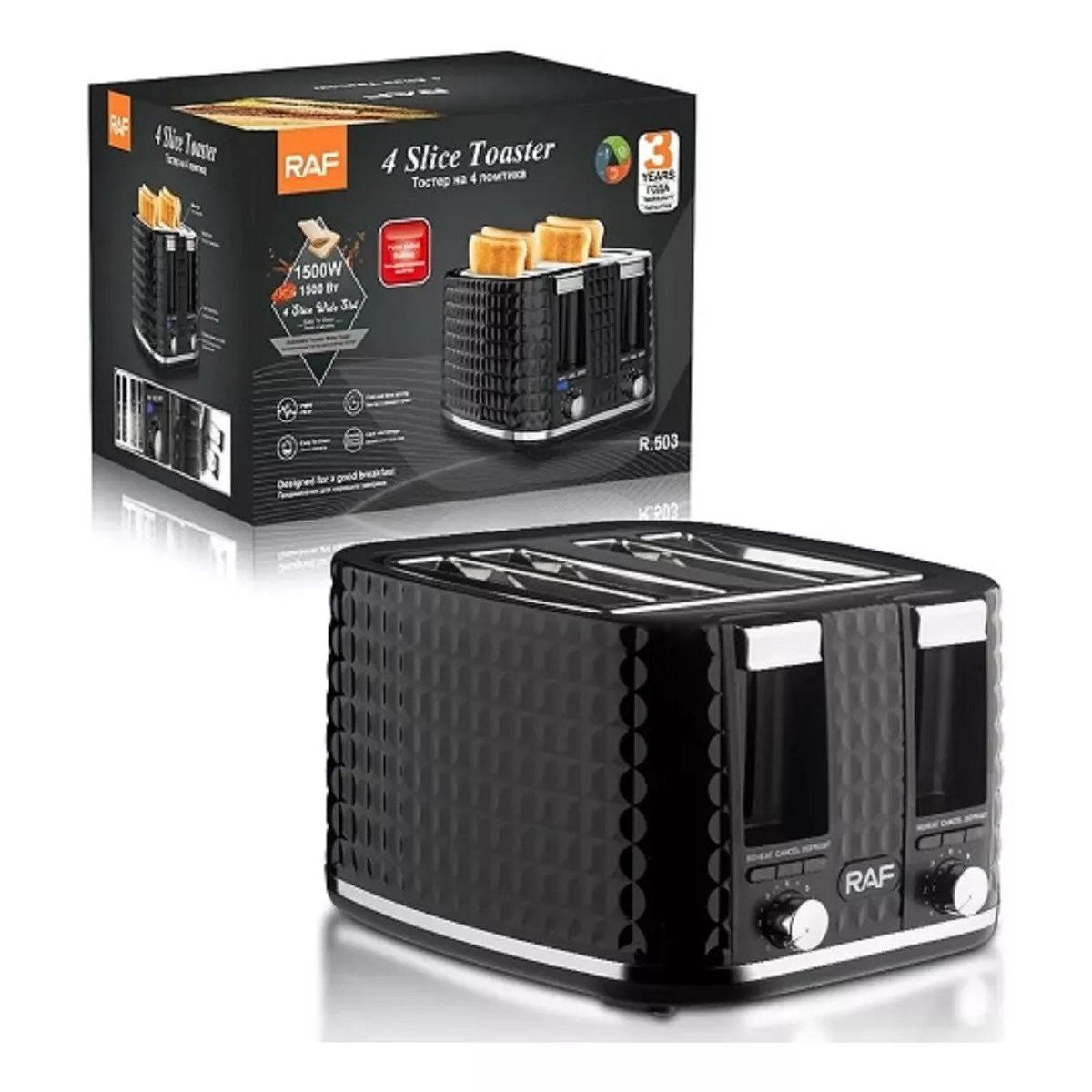GENERICO - Tostadora De Pan 4 Rebanadas Tostador Raf 1500w