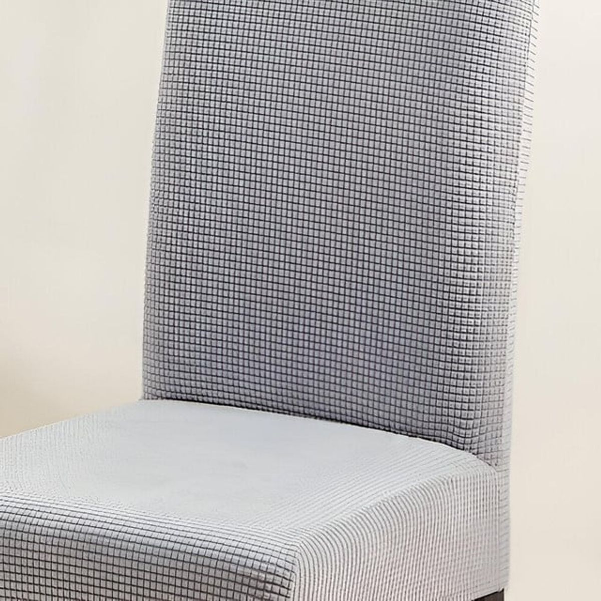 GENERICO - PACK DE 6 FUNDAS CUBRE SILLAS DE COMEDOR CUADRILLE GRIS CLARO