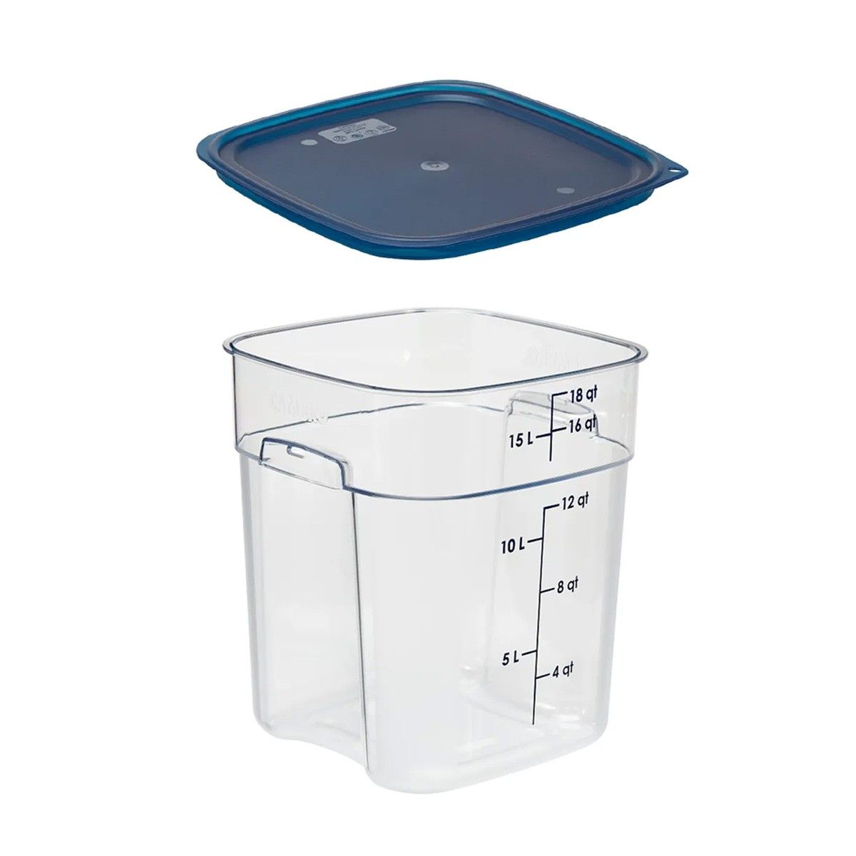 IMAHE - RECIPIENTE GRADUADO CUADRADO POLICARBONATO 18 LTS CON TAPA AZUL