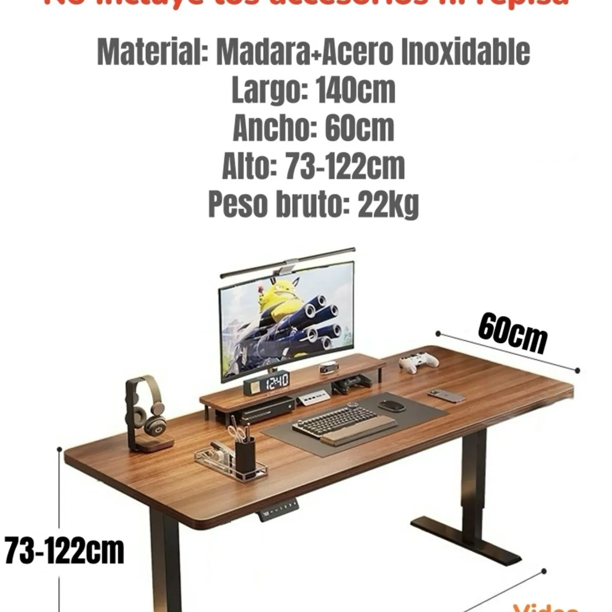 LUBABYCAS - Escritorio Eléctrico Regulable Accesorios 140CM LuBabycas