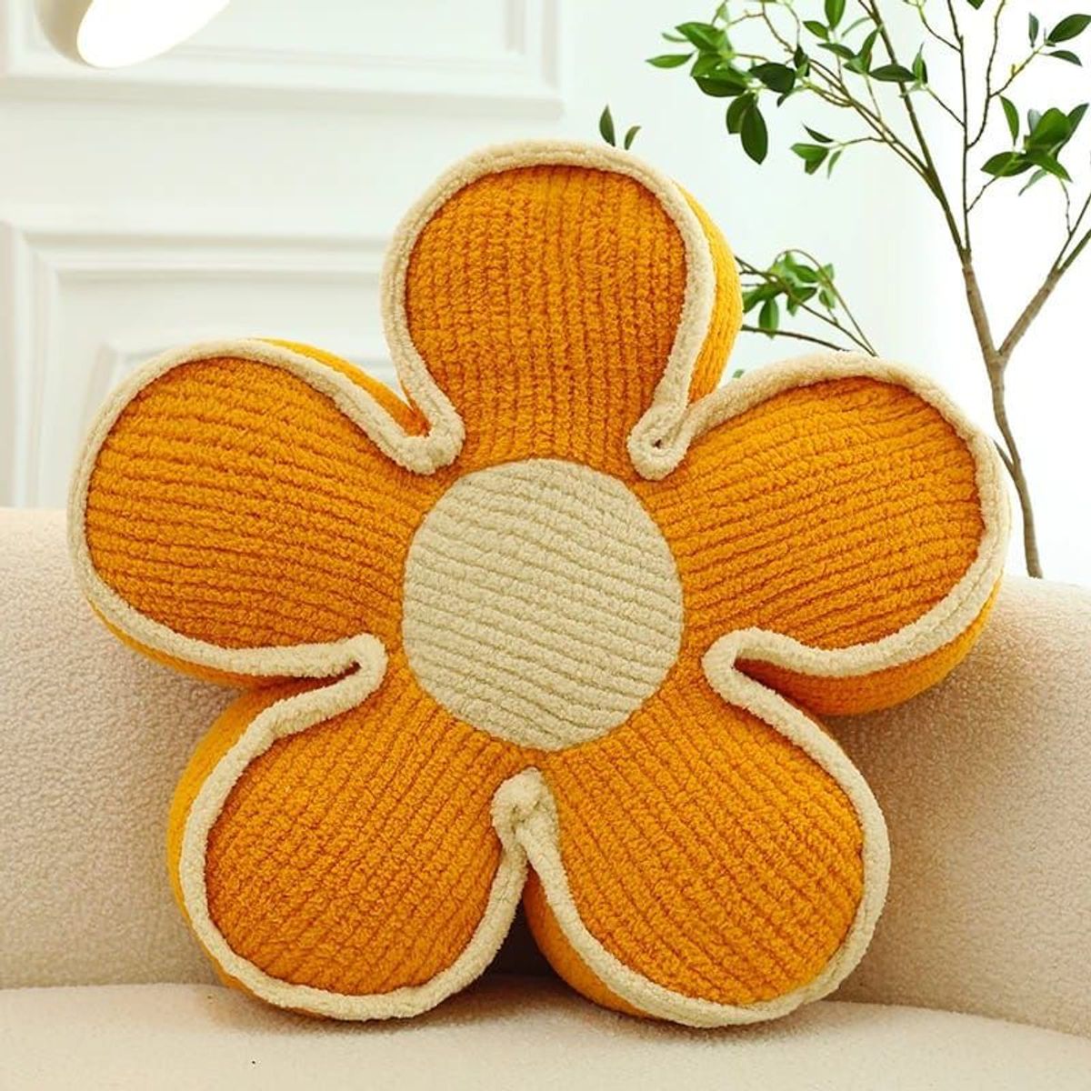 GENERICO - SET DE 2 COJINES DISEÑO FLOR COLOR NARANJA