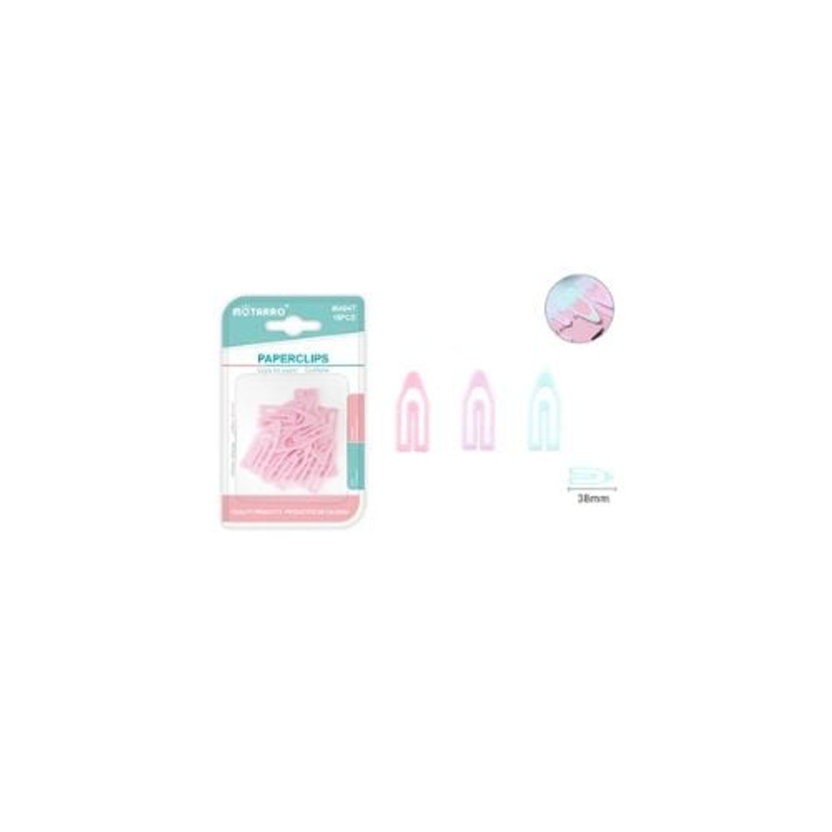 GENERICO - Clips De Papel Pastel 38 Mm 15 Pcs
