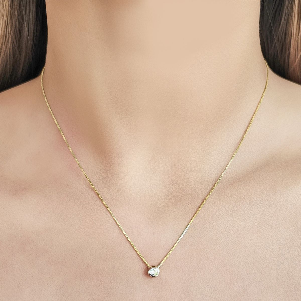 COGGIOLA - Collar Punto De Luz 5mm Borde Enchapado Oro 18K