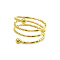 ANDREA COGGIOLA JOYAS - Anillo 3 LÍneas Cruzado 2 Bolitas Enchapado Oro 18K