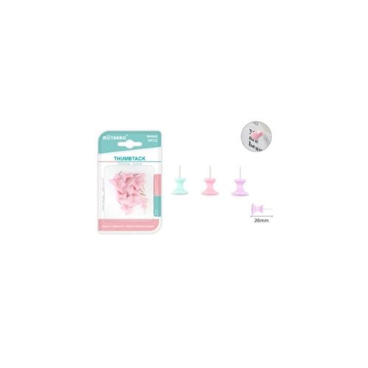 GENERICO - Chinche Push Pin Pastel  26 Mm 10 Pcs
