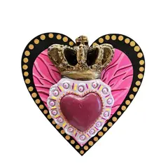 CREA TALLER - Cuadro corazón corona decorativo de cerámica lila