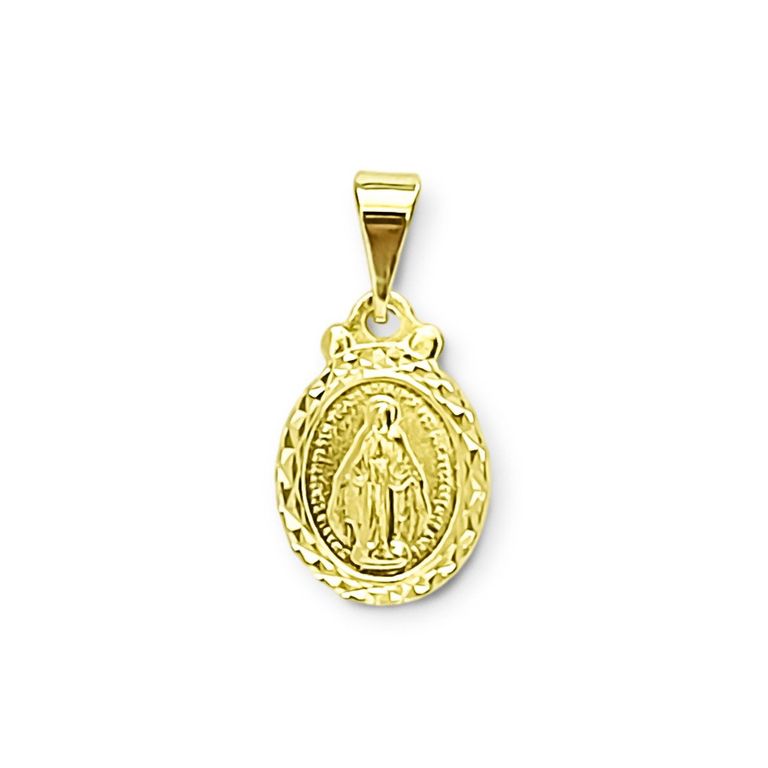 Colgante Medalla Virgen Rayos 11mm Ovalada Enchapado Oro 18K Dorado TALLA UNICA
