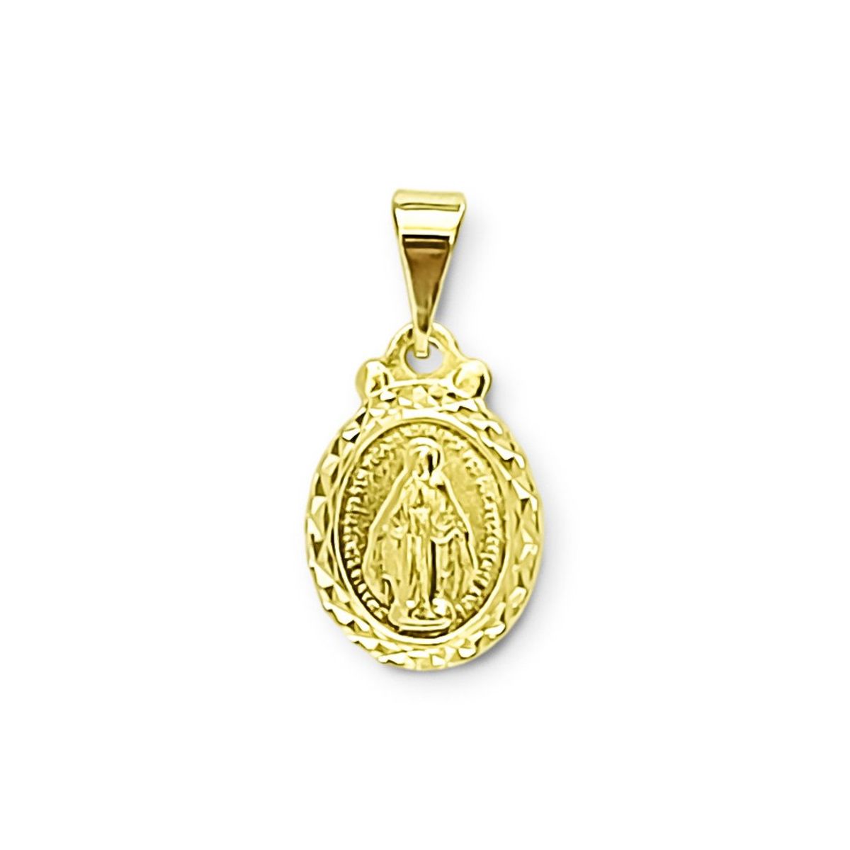 COGGIOLA - Colgante Medalla Virgen Rayos 11mm Ovalada Enchapado Oro 18K