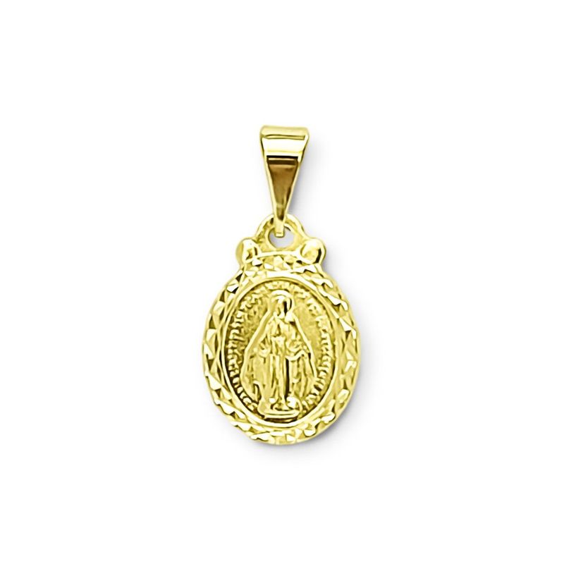 ANDREA COGGIOLA JOYAS - Colgante Medalla Virgen Rayos 11mm Ovalada Enchapado Oro 18K