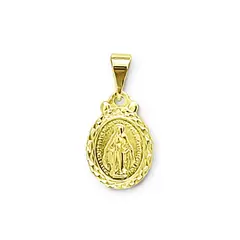 ANDREA COGGIOLA JOYAS - Colgante Medalla Virgen Rayos 11mm Ovalada Enchapado Oro 18K