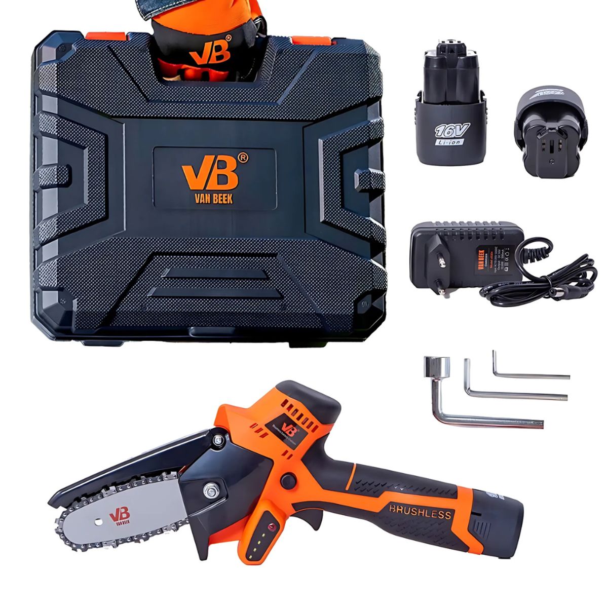 VAN BEEK - Pack Motosierra Eléctrica vBSE4 + Tijera de Poda Eléctrica vB25
