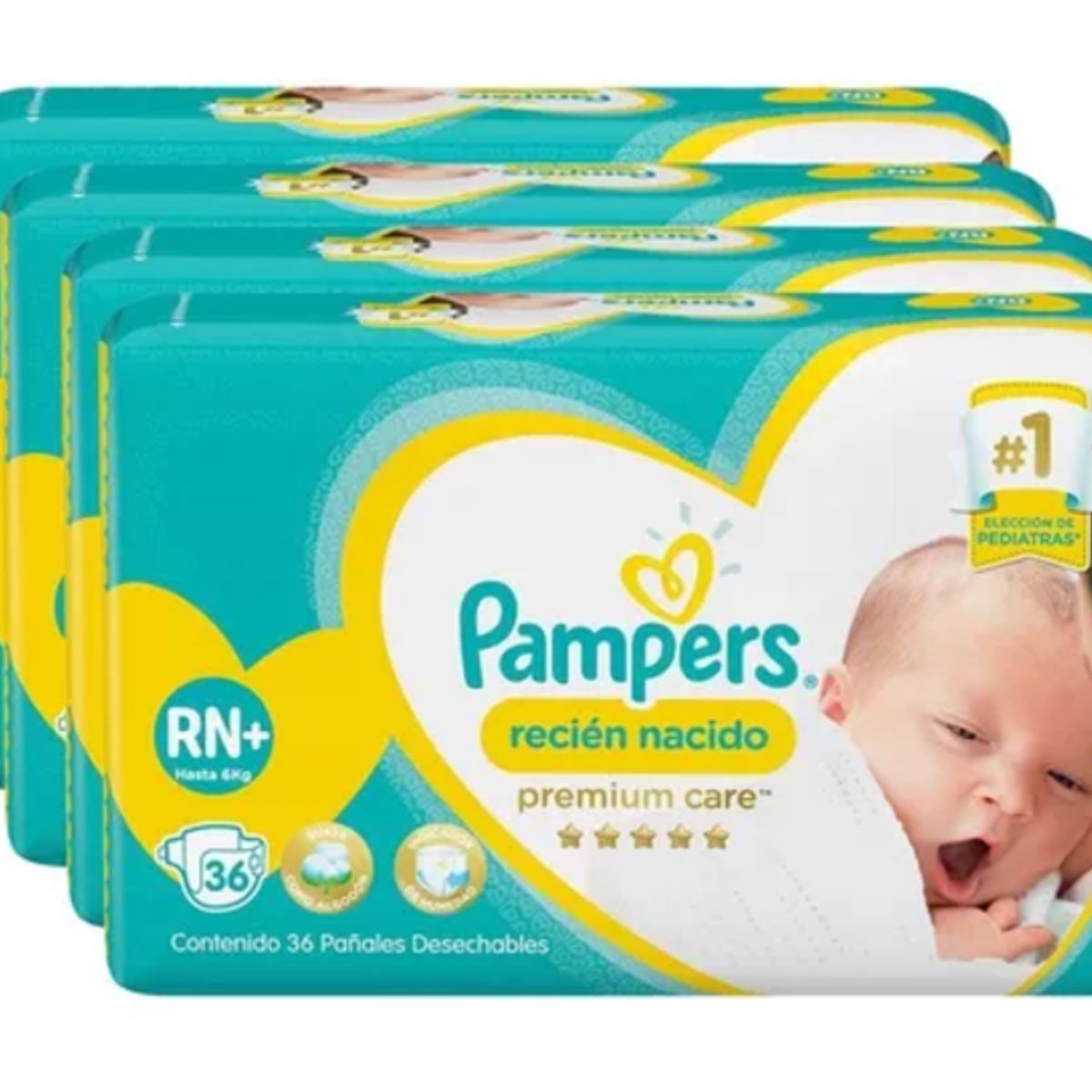 PAMPERS - Pañales Pampers Premium Care 144 Und Talla RN+