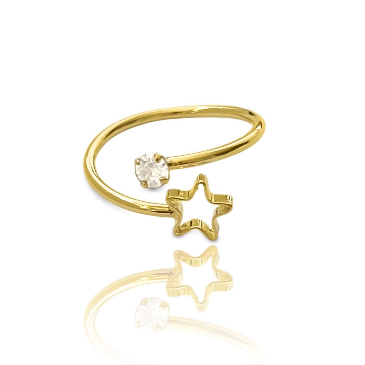 ANDREA COGGIOLA JOYAS - Anillo Estrella Calada Circón Enchapado Oro 18K