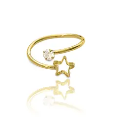 ANDREA COGGIOLA JOYAS - Anillo Estrella Calada Circón Enchapado Oro 18K