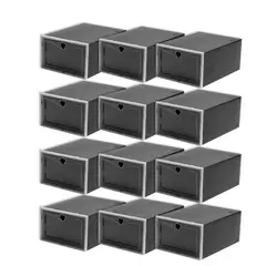 DETODOYMAS - Cajones Organizadores De Zapatos Pack Con 12 Unidades - Negro