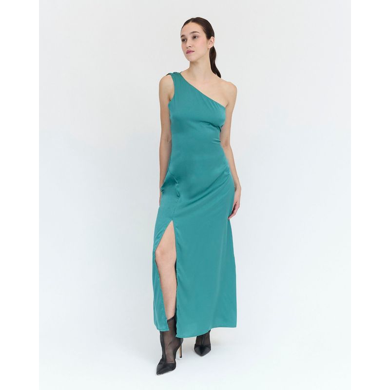 GUINDA - Maxi Vestido tipo Halter Asimétrico Tabi Guinda