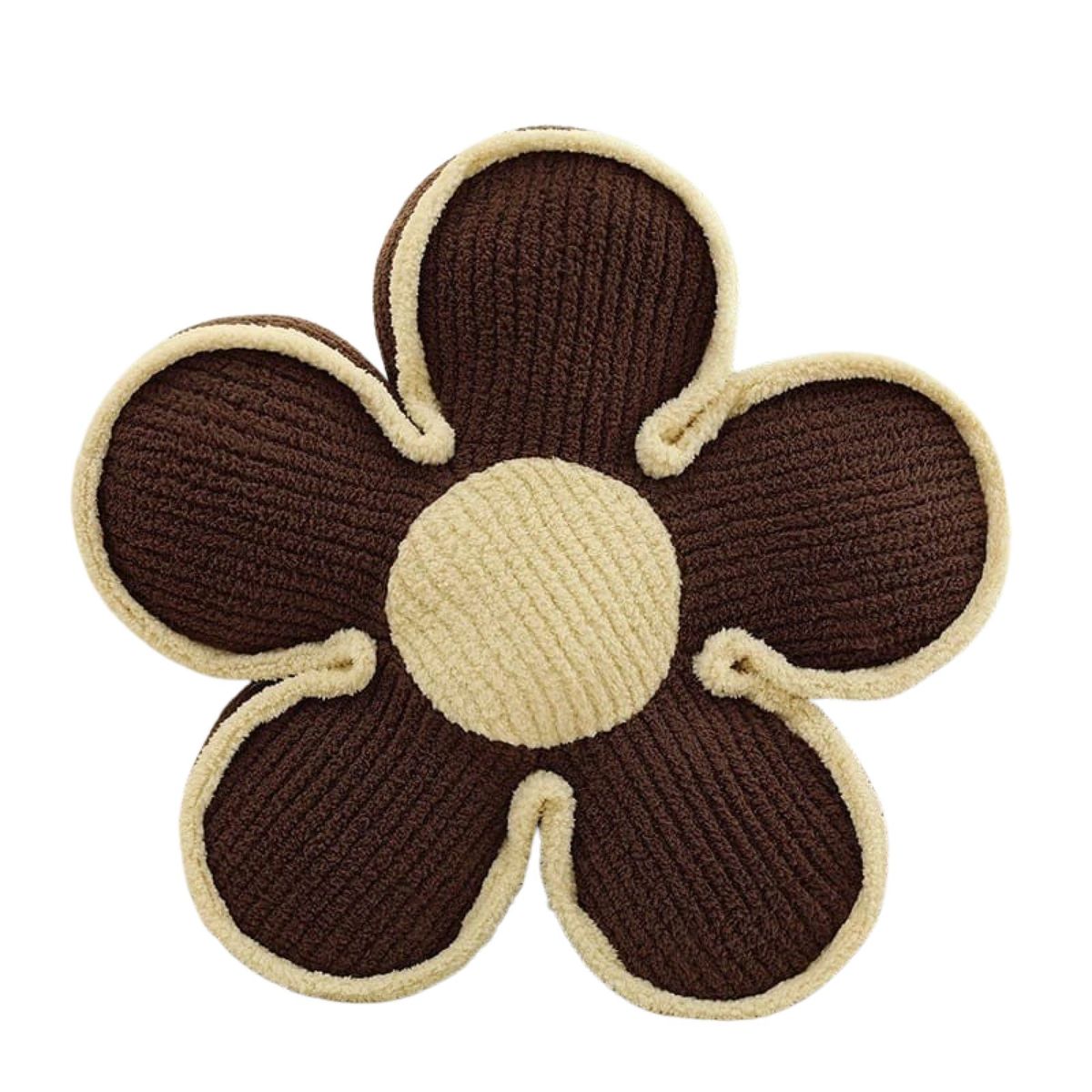 GENERICO - SET DE 4 COJINES DISEÑO FLOR COLOR CAFÉ