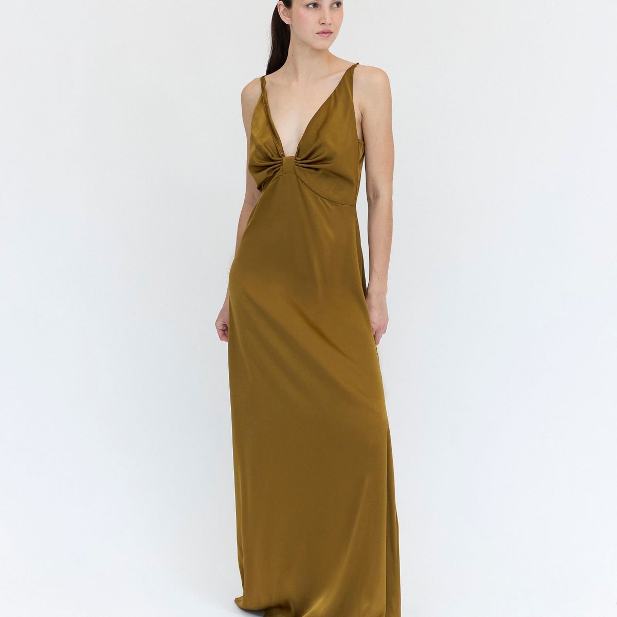 GUINDA - Maxi Vesitdo con tirantes y escote en V Rouse Guinda