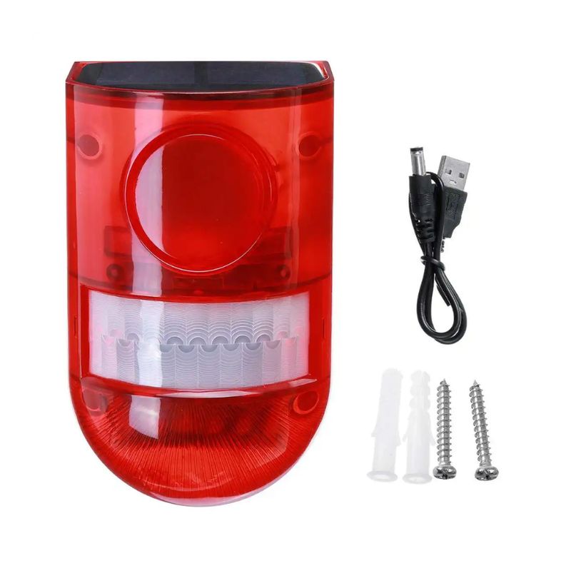 GENERICO - Sirena Alarma Con Sensor De Movimiento Y Luz Solar 4 Modos